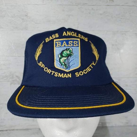 Vintage Bass Anglers Sportsman Society Trucker Hat Fishing Cap Mesh Snapback USA - Picture 1 of 11